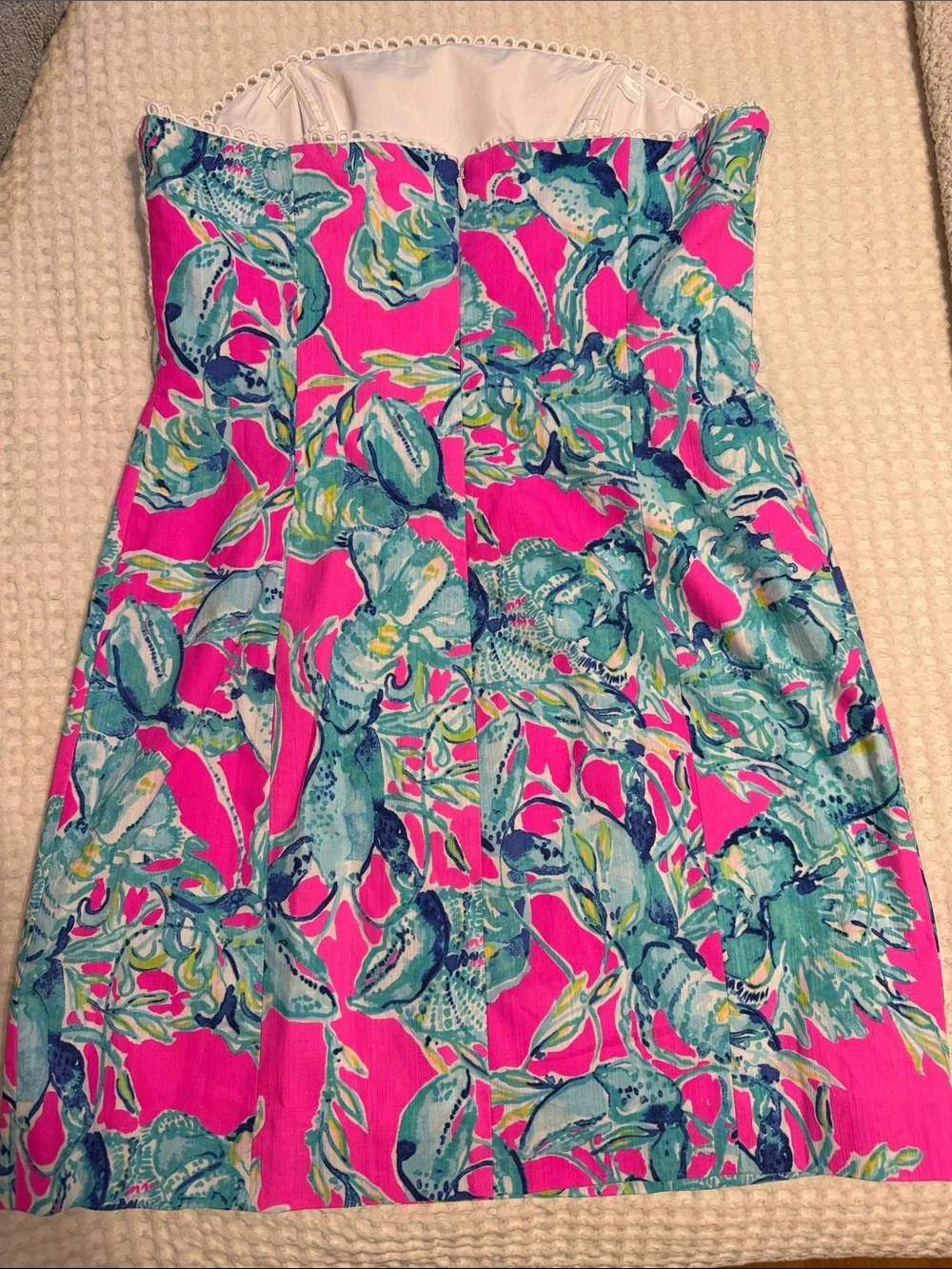Lilly Pulitzer Strapless Pink and Turquoise Floral Dress - Picture 3 of 4